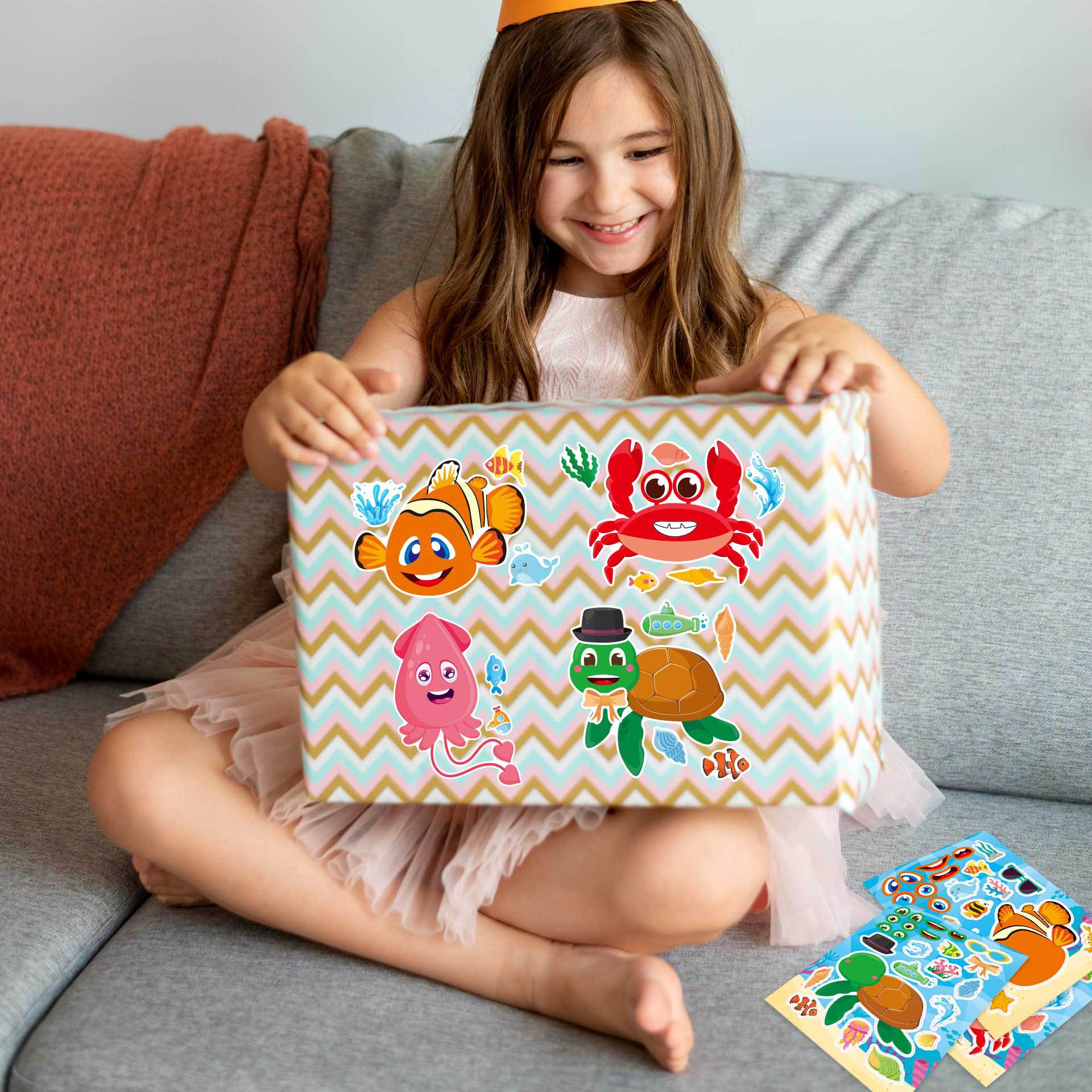 32 Sheets Cartoon Ocean Animals Make Your Own Stickers for Kids - TTpen
