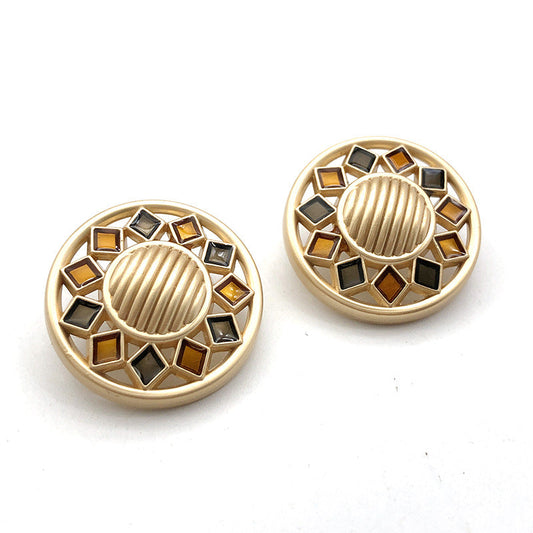 18mm Gold Round and Square Metal Shank Buttons 10pcs 2