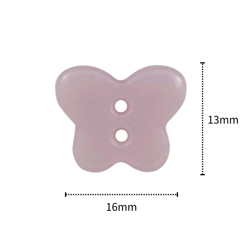 Light pink butterfly ceramic button, 13mm x 16mm, two-hole design