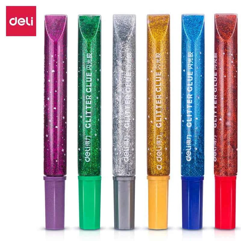 DELI 12 Color Glitter Glue Stick Pens Set 12ml