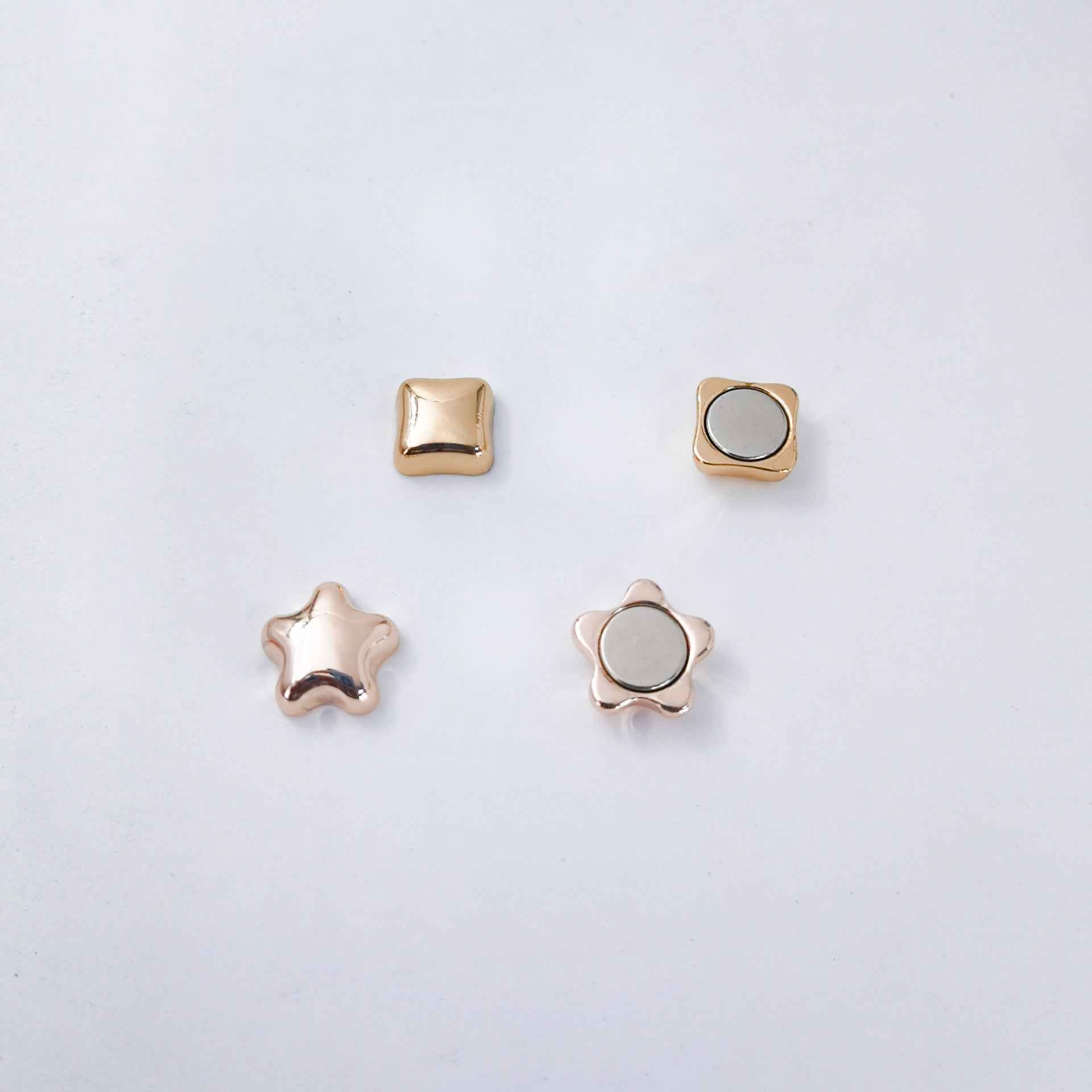 4 hijab magnetic pins: two square and two star magnets with metallic centers