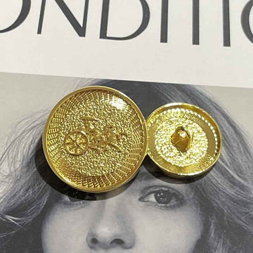 Vintage metal shank buttons, carriage motif, gold-tone, round (2 shown)