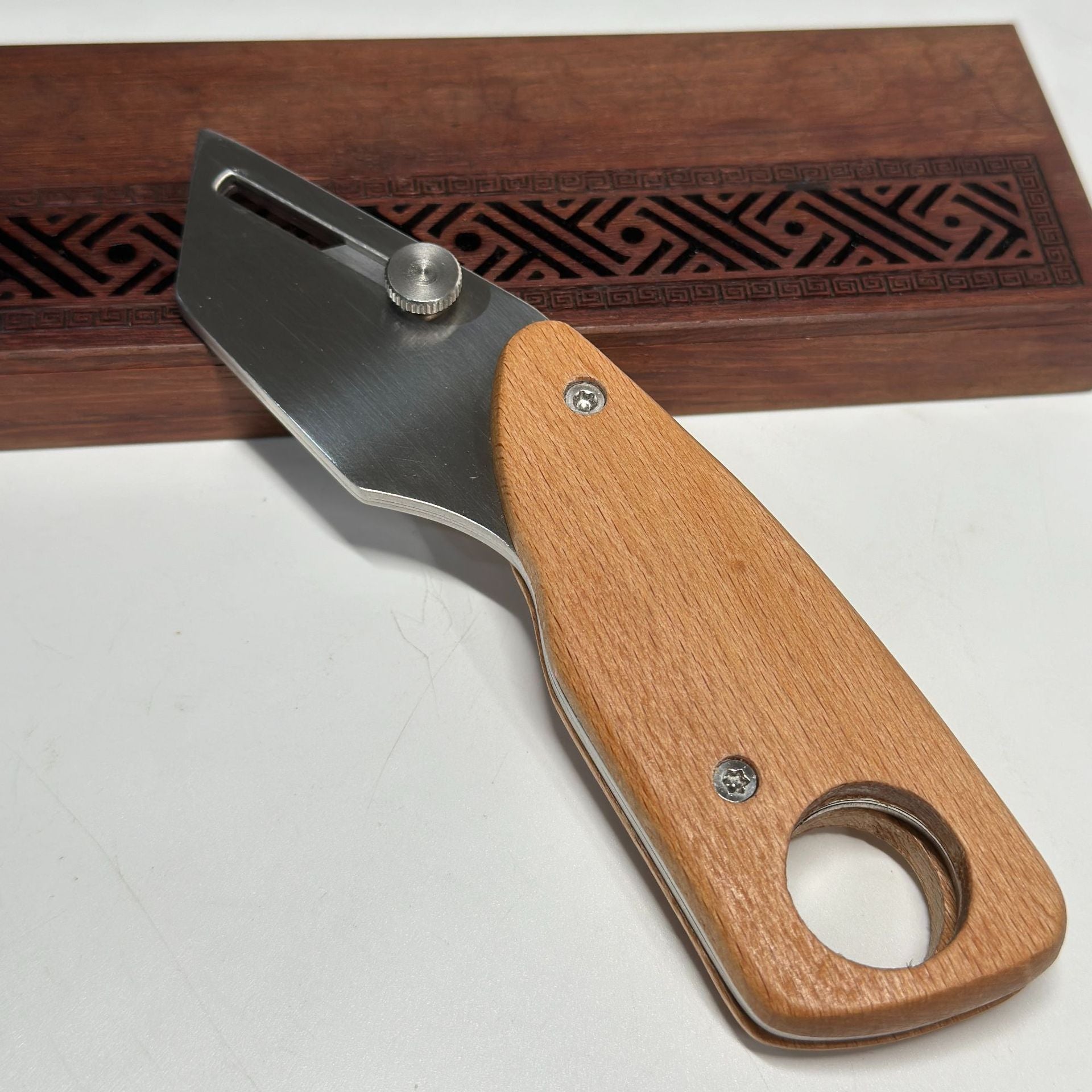 Professional Leather Skiving Knife Wooden Handle 152mm Stainless Steel