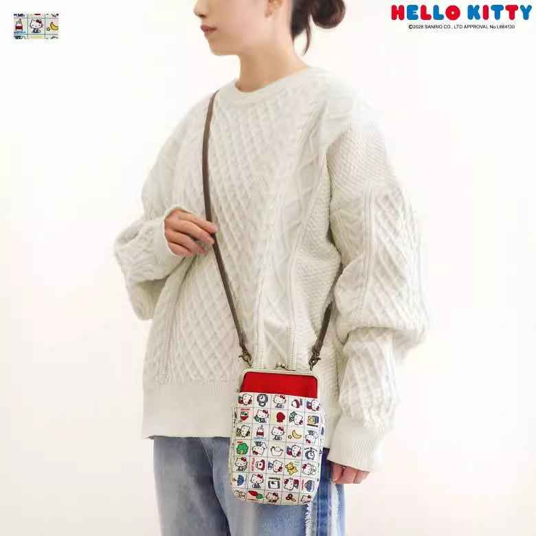 Hello Kitty All-Over Print Cute Cartoon Clasp Phone Bag