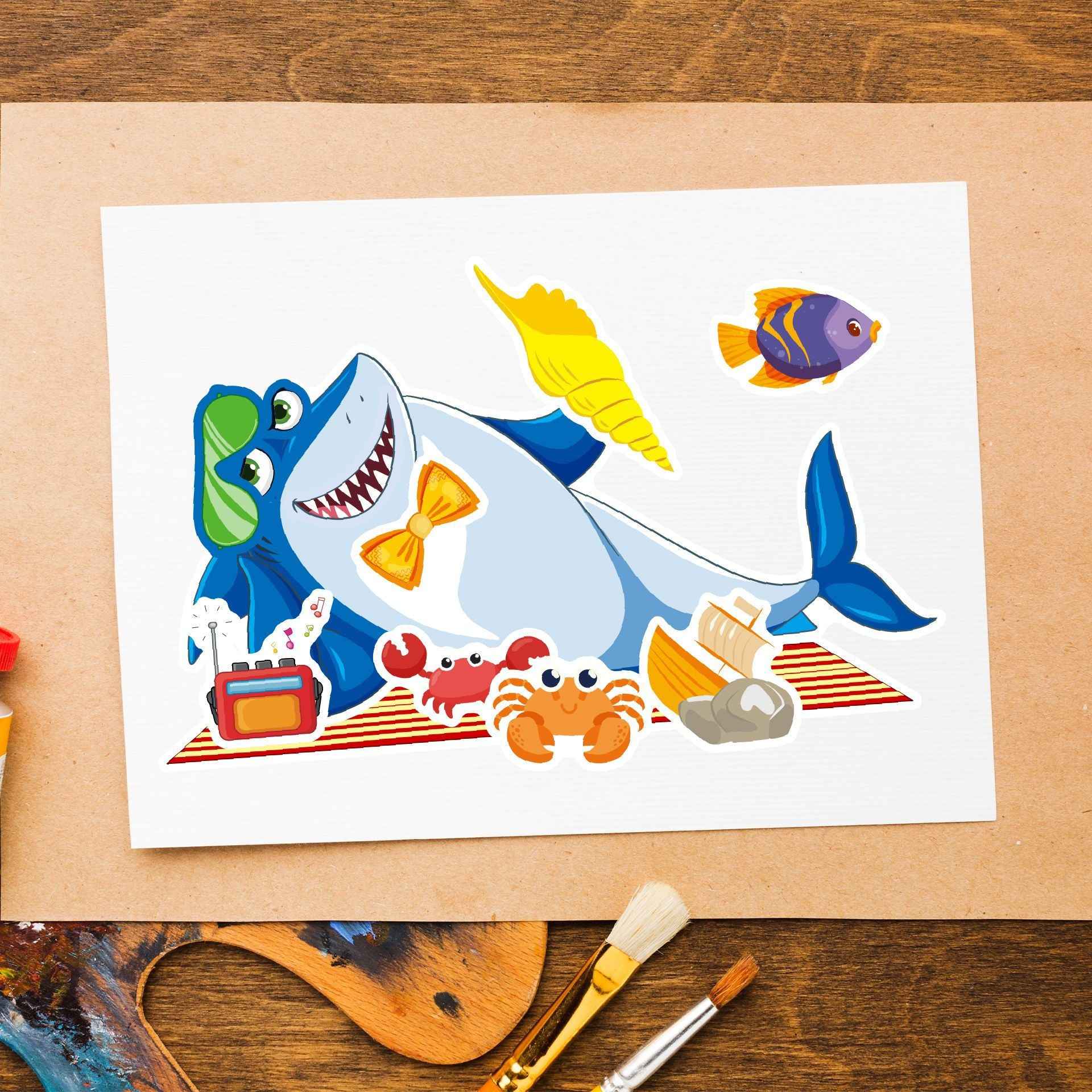 Make a Face Shark Sea Animal DIY Stickers for Kids 24 Sheets