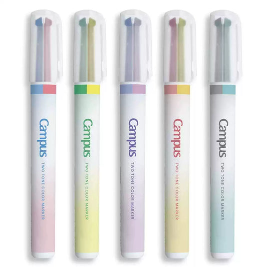 KOKUYO Campus 2026 Spring Limited Edition 2-Color Marker | Macaron Pastel | 5-Color Set