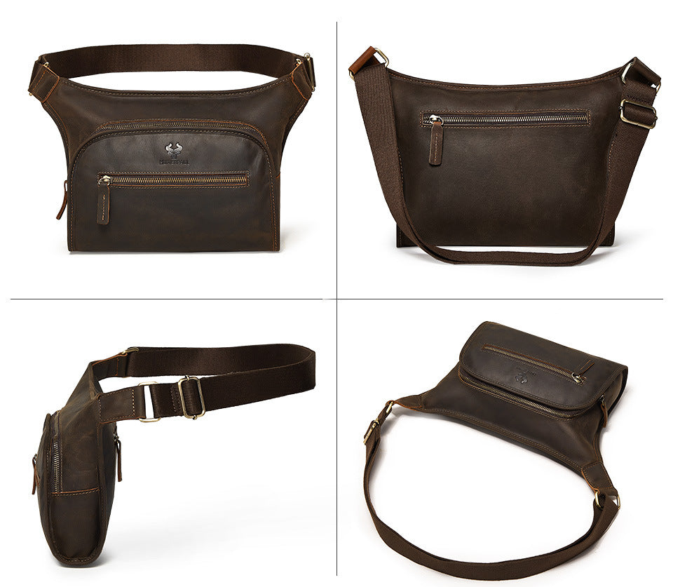 Men's Genuine Leather Commuter Shoulder Crossbody Bag