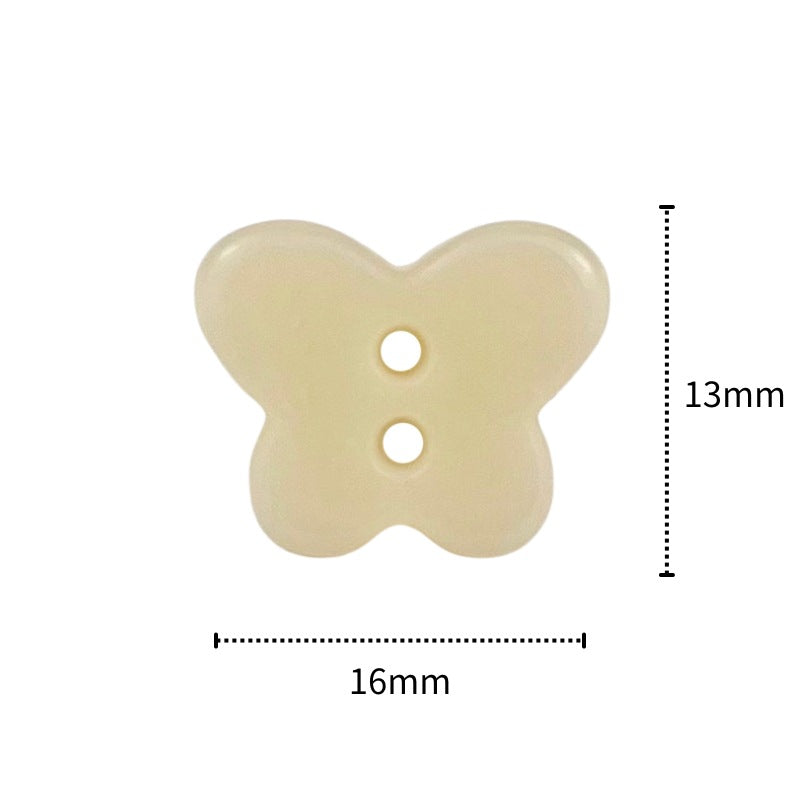 Cream butterfly ceramic button, 13mm x 16mm, two-hole design