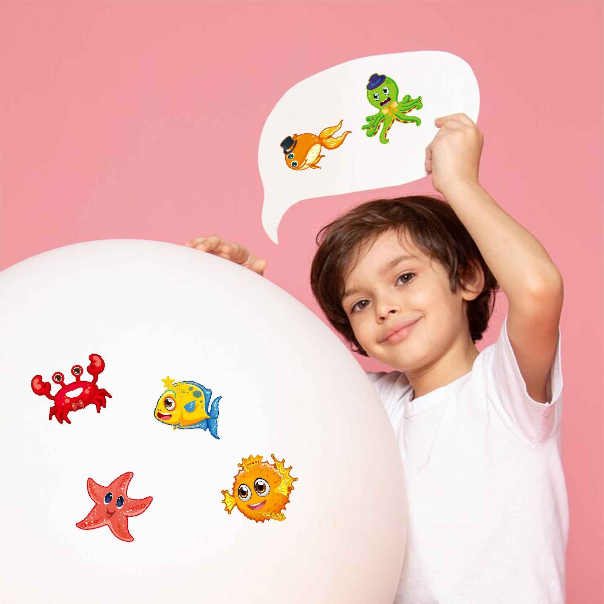 Make a Face Cartoon Marine Animals DIY Stickers for Kids 24 Sheets