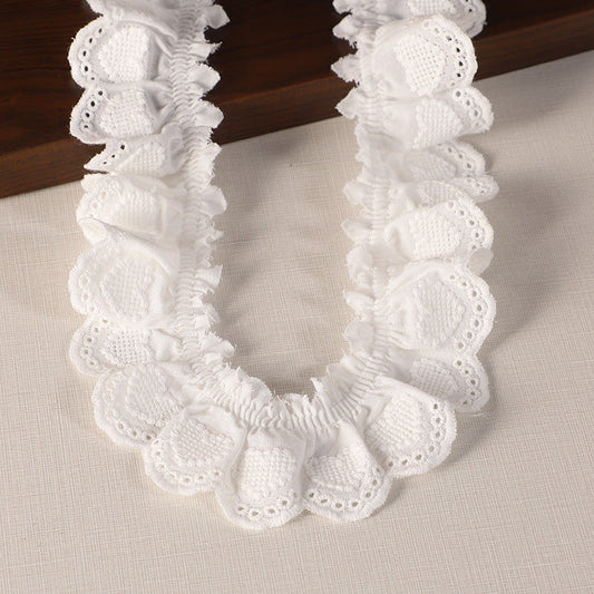 40mm Cotton Embroidered Heart Lace Trim 5 Yards White