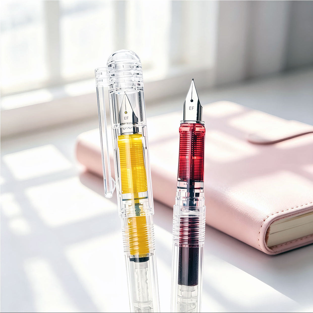 BANMI Transparent Fountain Pen for Beginner 2 Pack (EF 0.38mm & F 0.5mm)