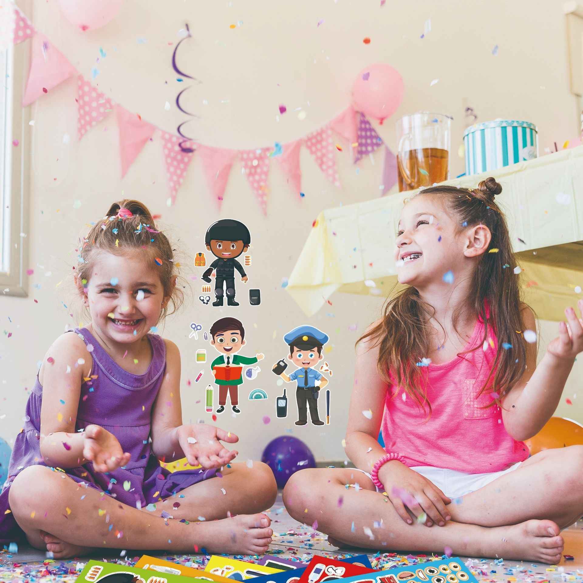 Make a Face Cartoon Role Stickers for Kids 24 Sheets