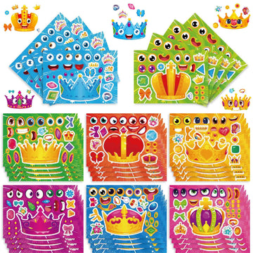 Make a Face Cartoon Crown DIY Stickers for Kids 24 Sheets