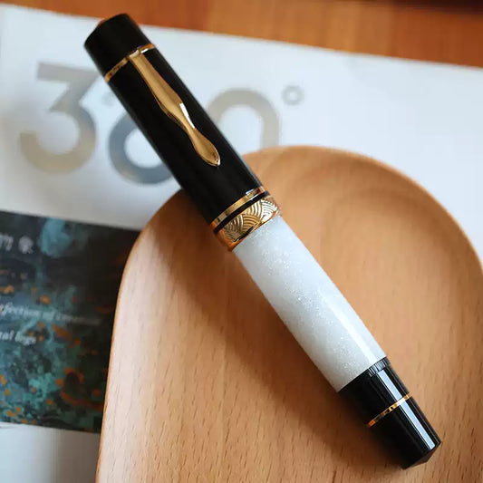 MAJOHN P139 Expedition Oversized Fountain Pen | No.8 Nib,Full Brass Piston White
