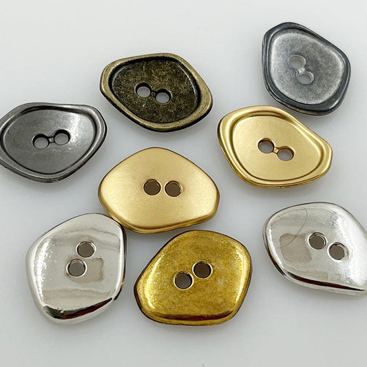 12/15/17/22mm Irregular Metal Buttons with Two Holes 100 Pack