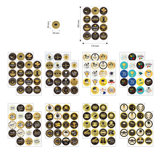 192pcs Congrats Graduation Stickers 1.5 inch Round Labels