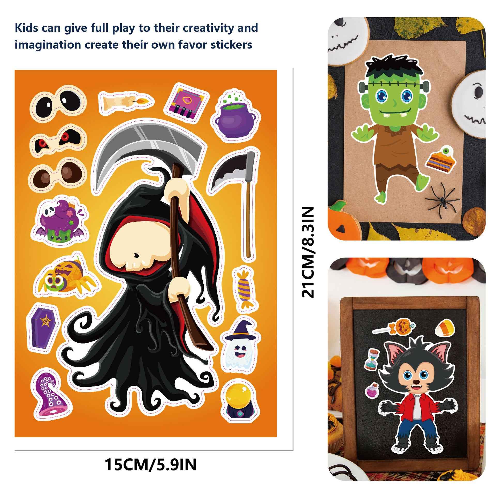 Make a Face Cartoon Spooky Halloween DIY Stickers for Kids 24 Sheets