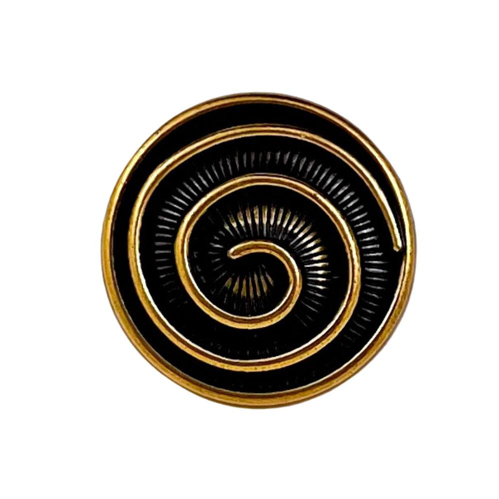 Black gold round spiral metal shank button with 23mm size