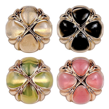 18/23-mm Jelly-Kleeblatt-Metallknopf, Khaki/Beige, glänzende Goldfassung
