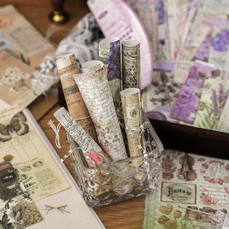 400-Piece Past Story Scrapbook Paper Set – 4 Timeless Designs