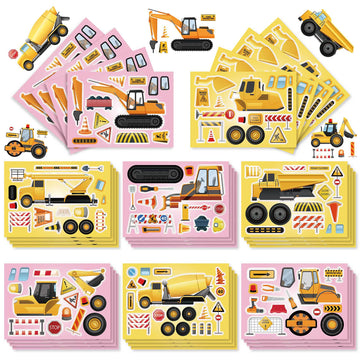 32 Sheets Engineering Vehicles Make Your Own Stickers for Kids