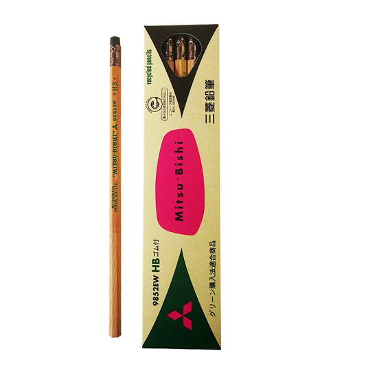 Mitsubishi Recycled Pencil with Eraser 9852EW HB,12 Pack