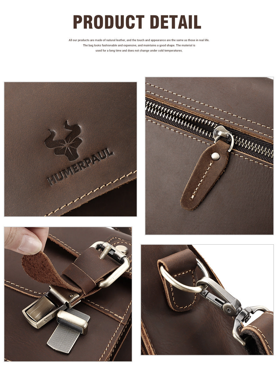 Men's Genuine Leather Crossbody Bag Shoulder Sling Bag