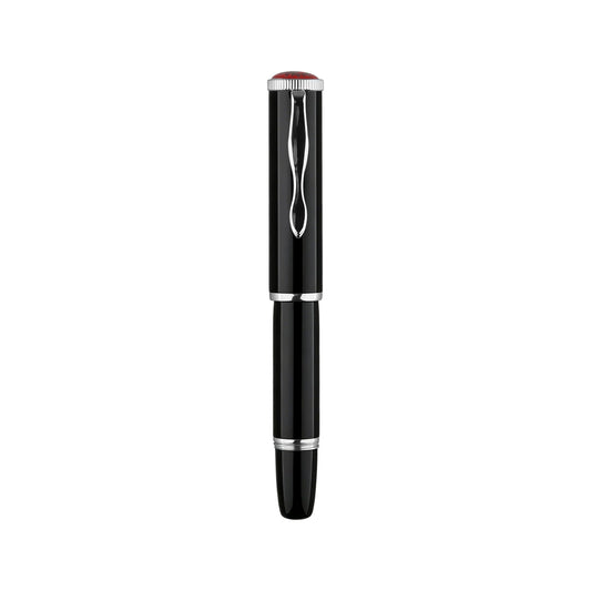 MAJOHN RS2 Short Pocket Fountain Pen — Metal Lacquer Finish, 100mm Travel Pen Black