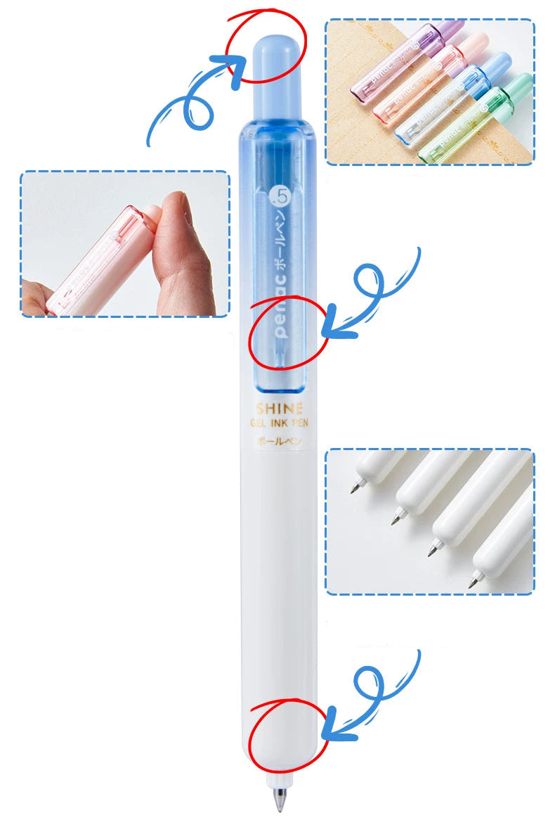 Penac Mini Pocket Gel Pens, 0.5mm Quick-Drying Waterproof Black Ink, 4-Pack