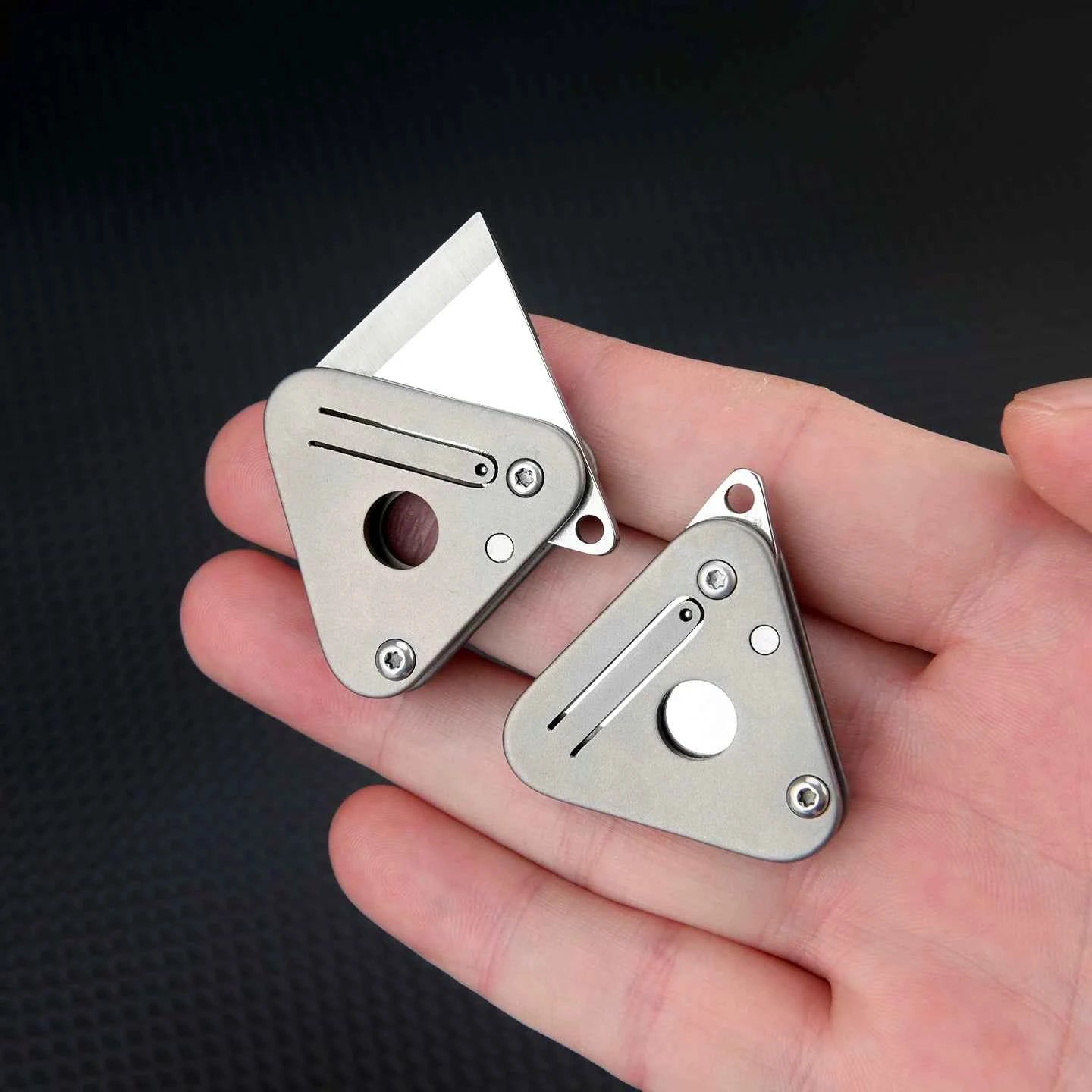 Mini Titanium Handle Triangle Folding Knife Box Cutter