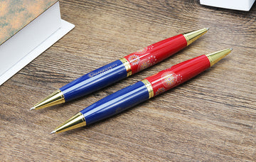 Dual-Tip Two-Color Metal Ballpoint Pen | Red & Blue Ink | Double-Ended | 2-Pack