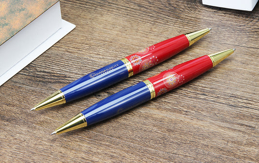 Dual-Tip Two-Color Metal Ballpoint Pen | Red & Blue Ink | Double-Ended | 2-Pack