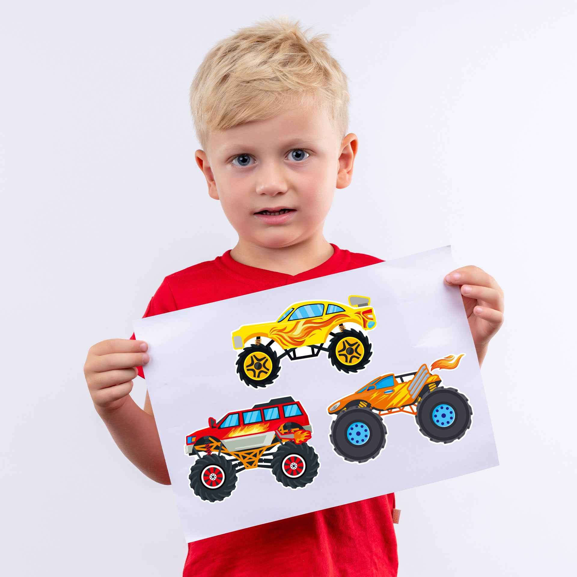 Make a Face Cartoon Monster Truck DIY Stickers for Kids 24 Sheets