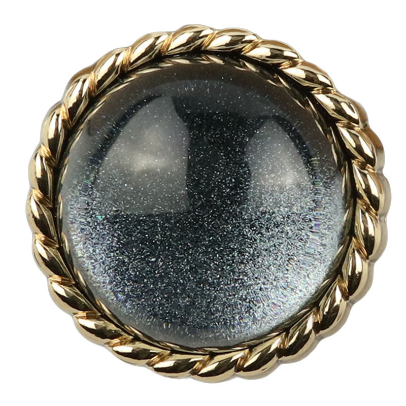 Black starry-sky pearl metal button with gold edge, 18/20mm, set of 12
