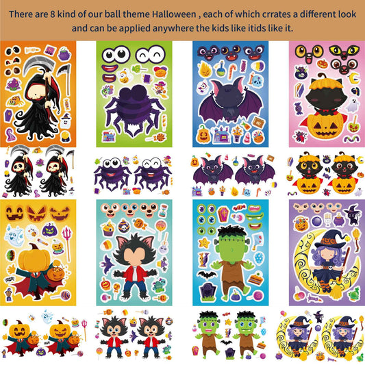 Make a Face Cartoon Spooky Halloween DIY Stickers for Kids 24 Sheets