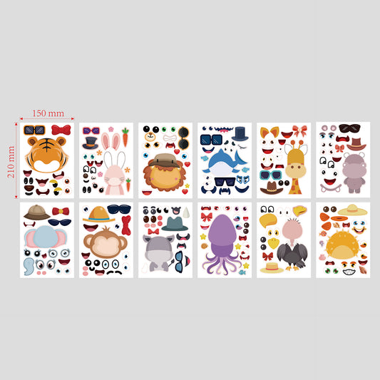 24 Sheets Wildlife Animals Make Your Own Stickers for Kids