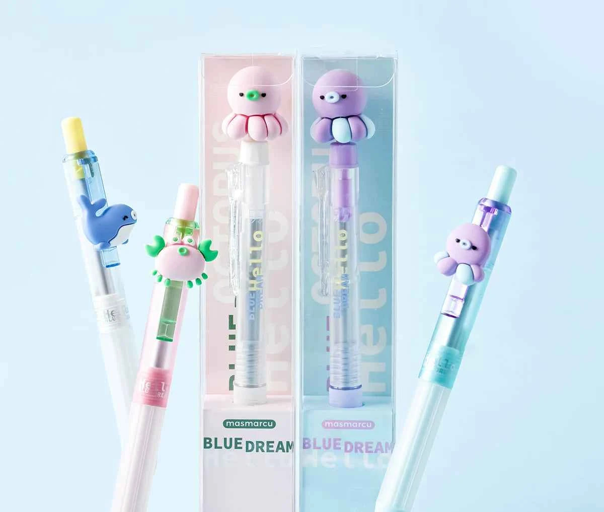 M&G Ocean Animals Click Gel Pens – 0.5mm Black Ink, 4-Piece