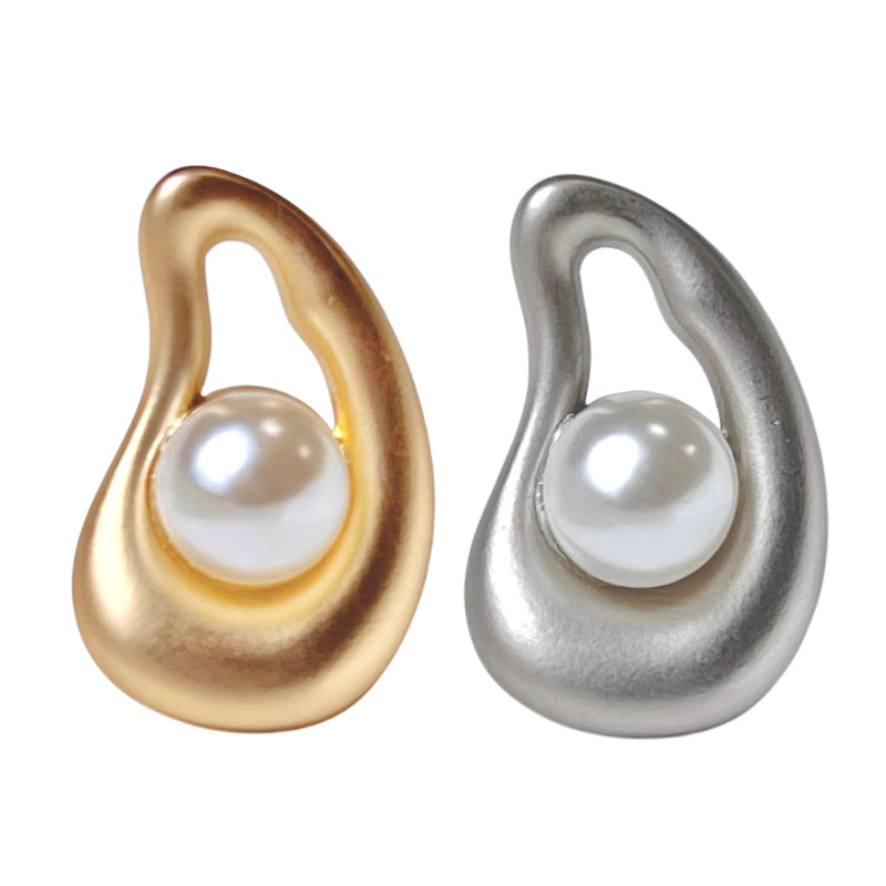 23mm Avocado pearl hollow metal shank button, gold and silver pair view