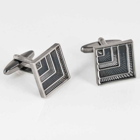 17mm Square Grey-Black Resin Cufflinks – Antique Silver