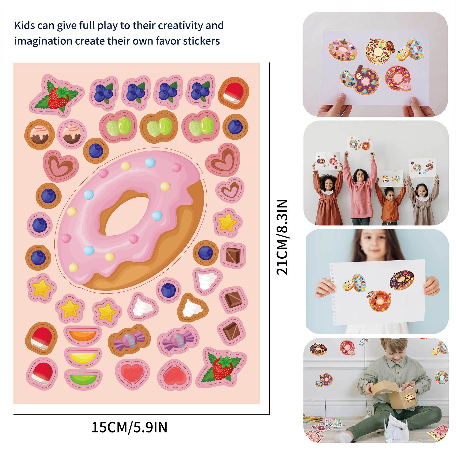 32 Sheets Donuts Make Your Own Stickers for Kids - TTpen