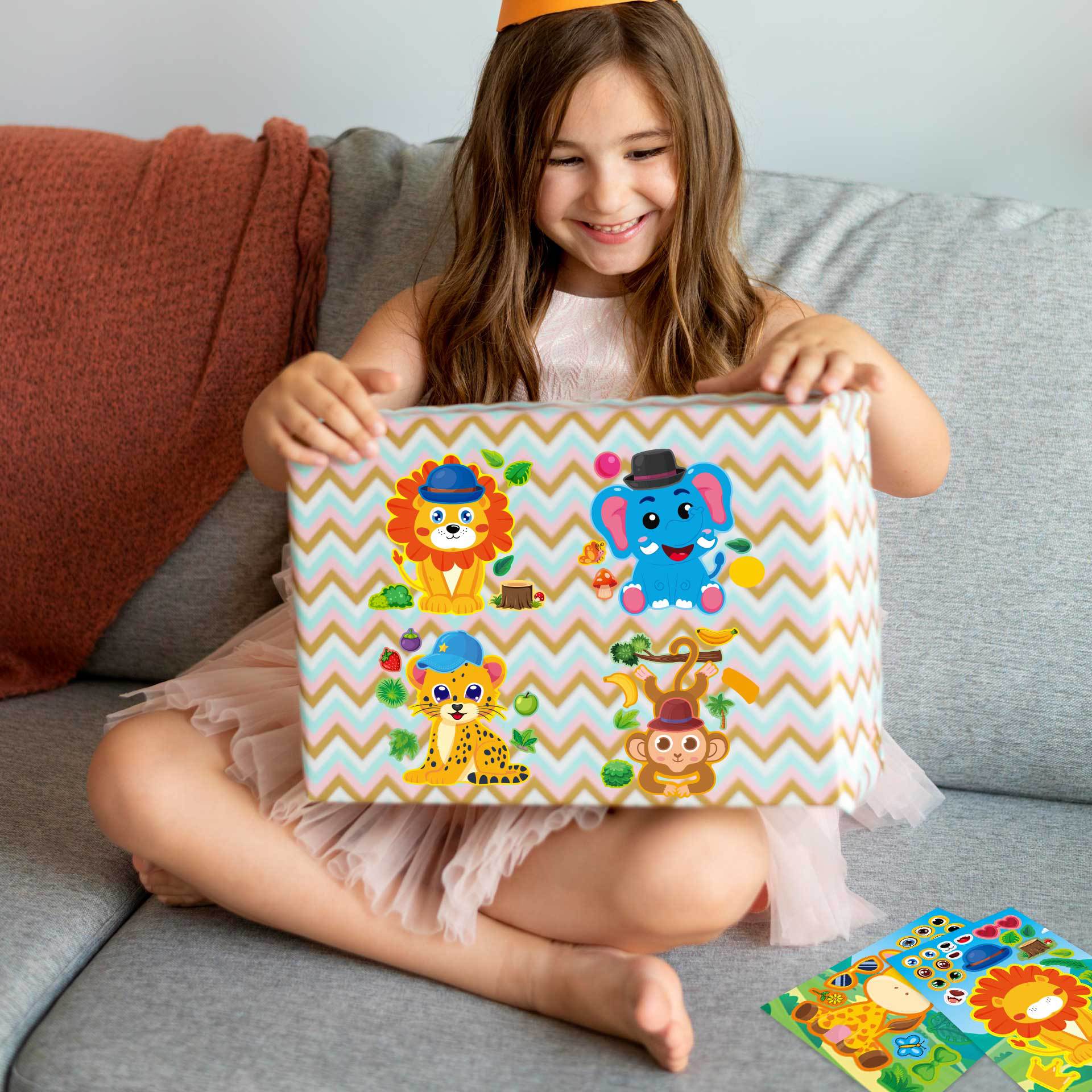 32 Sheets Cartoon Zoo Animals Make Your Own Stickers for Kids