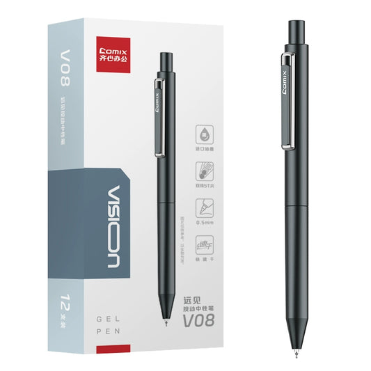 Comix Vision metalne gel olovke s klikom 0.5/0.7mm crna tinta 12 komada