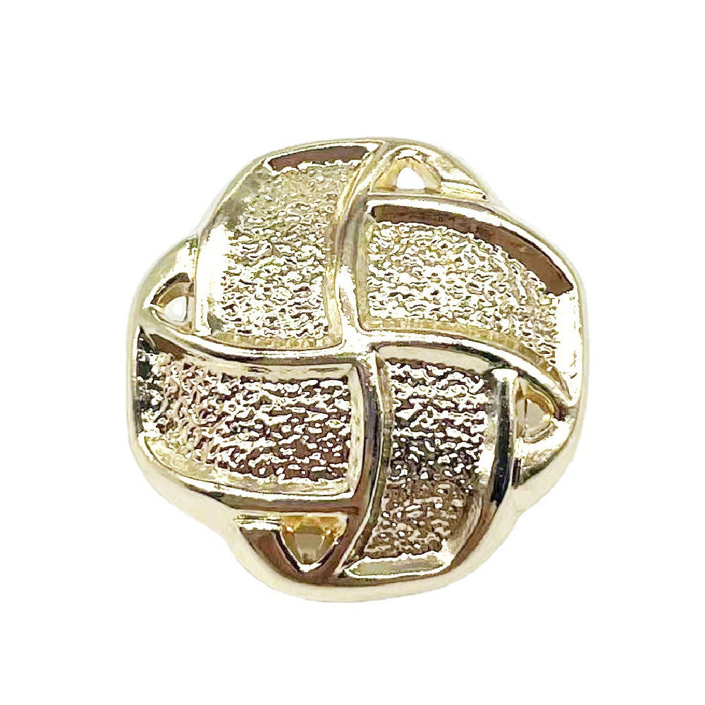 18/23MM gold curved checkered polygon metal button, round grid front