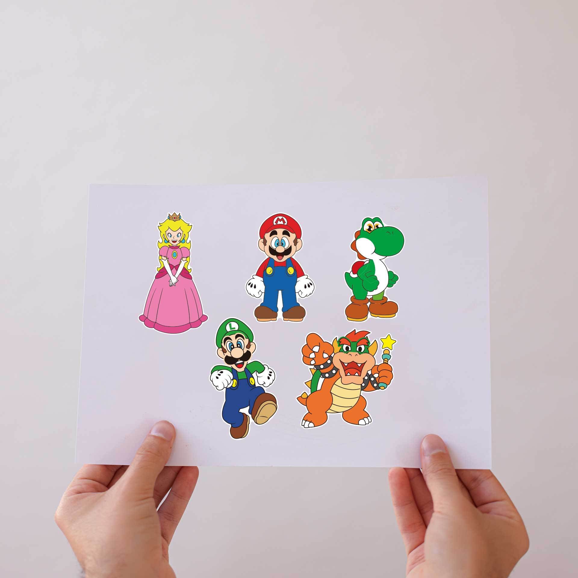 24 Sheets Super Mario Bros Make a Face DIY Stickers for Kids - TTpen