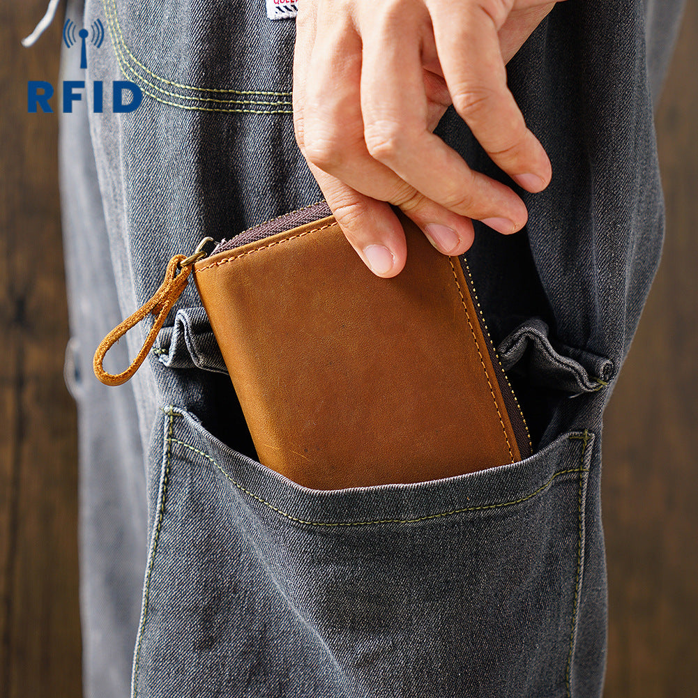 Leather Accordion Card Holder Wallet RFID Blocking