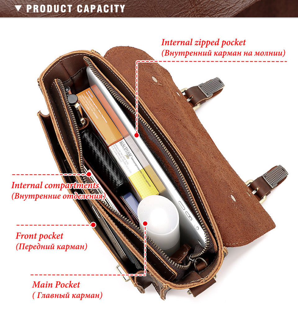 Men's Genuine Leather Crossbody Bag Shoulder Sling Bag