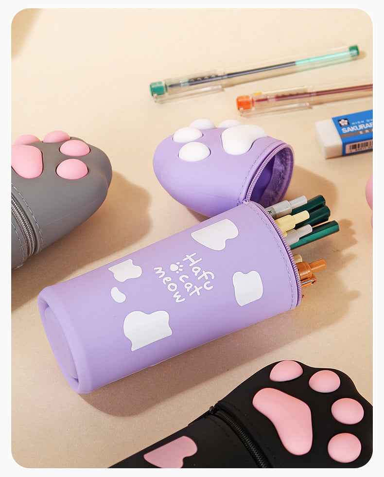 Cute Cat Paw Silicone Pencil Case – Expandable Pen Holder