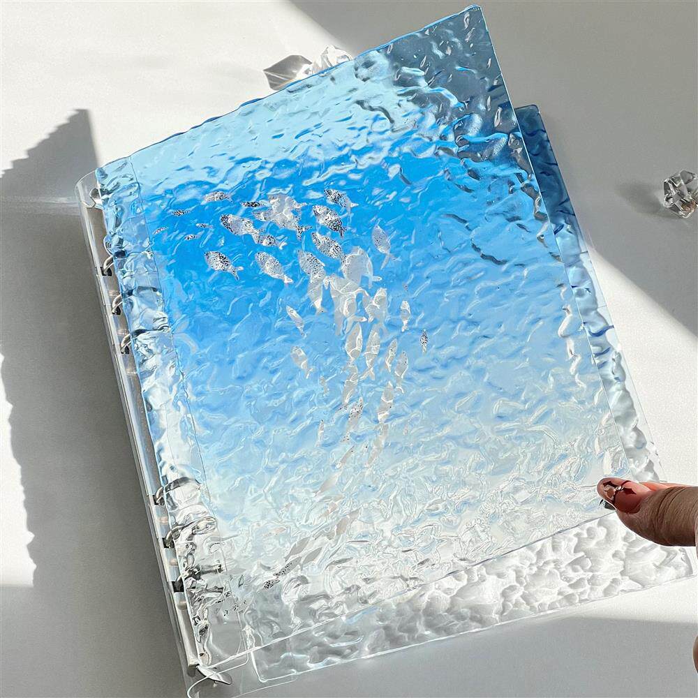 Acrylic Ocean Blue Gradient Card Binder – Loose-Leaf Photo Album for 3-Inch Cards, 40 Pages, 4 Pockets Per Page