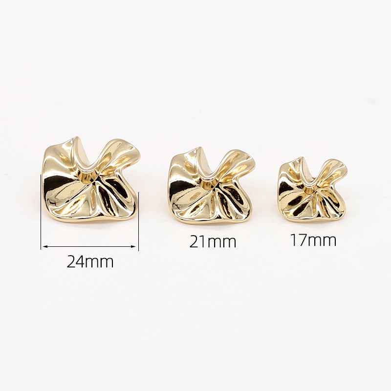 Gold geometric floral metal shank buttons: 24mm, 21mm, 17mm sizes
