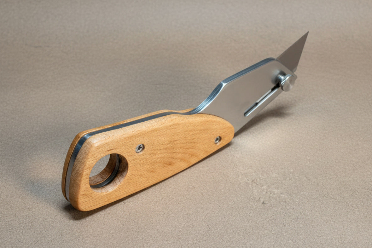 Professional Leather Skiving Knife Wooden Handle 152mm Stainless Steel